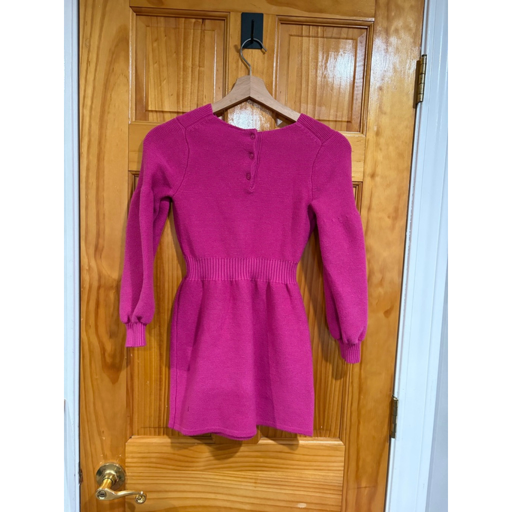 Janie and Jack Pink Knit Dress Girls Size 8 Bow Waist Long Sleeve Preppy